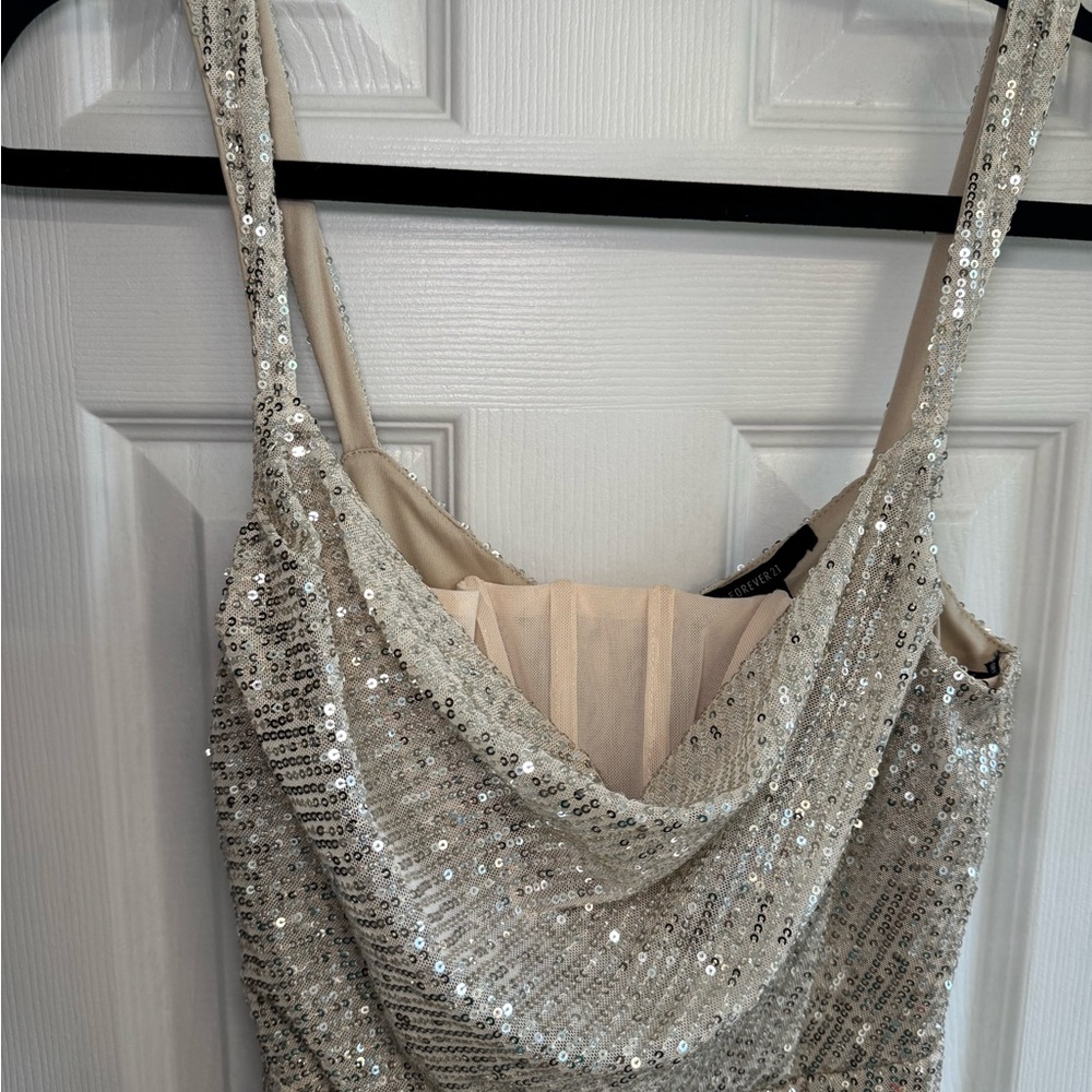 Forever 21 Glittering Silver Sequin Dress